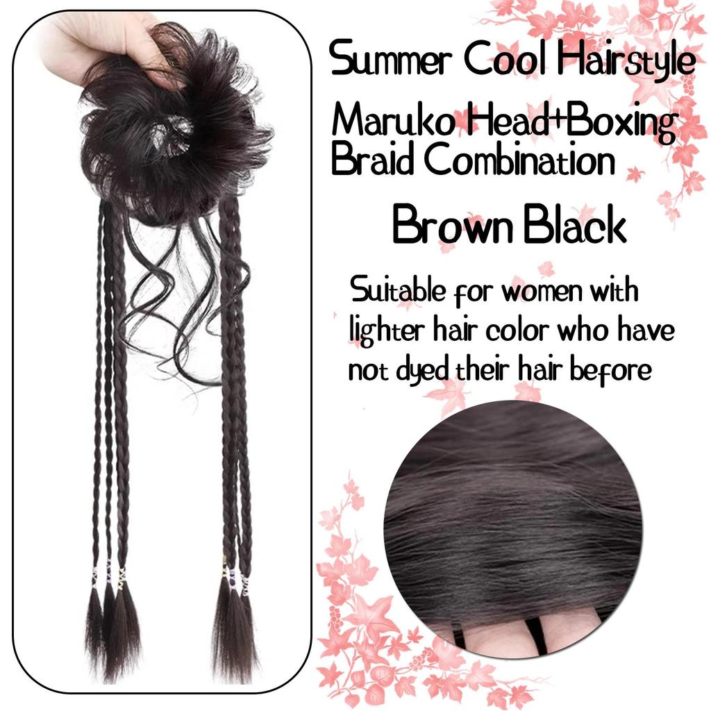 Синтетические волокнистые длинные косички для наращивания волос с резинкой 22 дюйма, боксерские плетеные волосы с небрежным пучком для женщин на каждый день