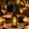 Indoor Christmas Table Decor House Lantern Night Light, Glowing LED Tabletop with Cottage Gift for Friends Scene, Flameless Candle Lamp Home