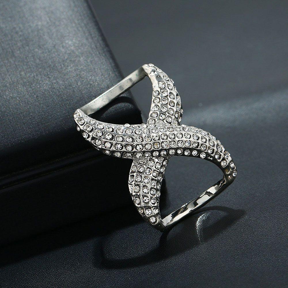 Crystal X Shape Fastener Scarves Classic Brooch Pins Fashion Accessories Jewelry Shawl Ring Clip