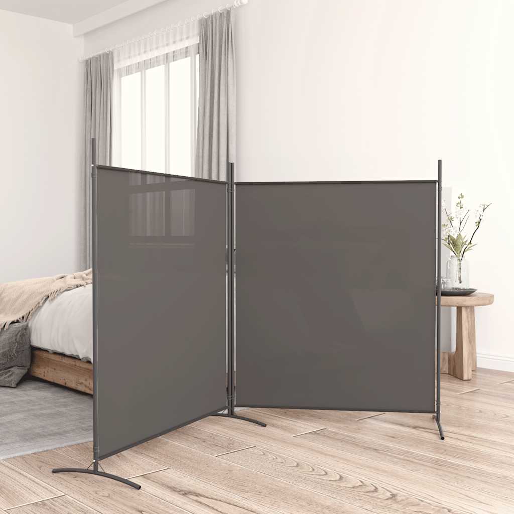 2 Piece Anthracite Folding Screen 348 x 180 cm Fabric