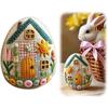 Patchwork Felt Egg House DIY Kit, 2025 New Patchwork Felt DIY Bunny House Craft Kit, Handmade Embroidered Easter Eggs for Ornaments Gift