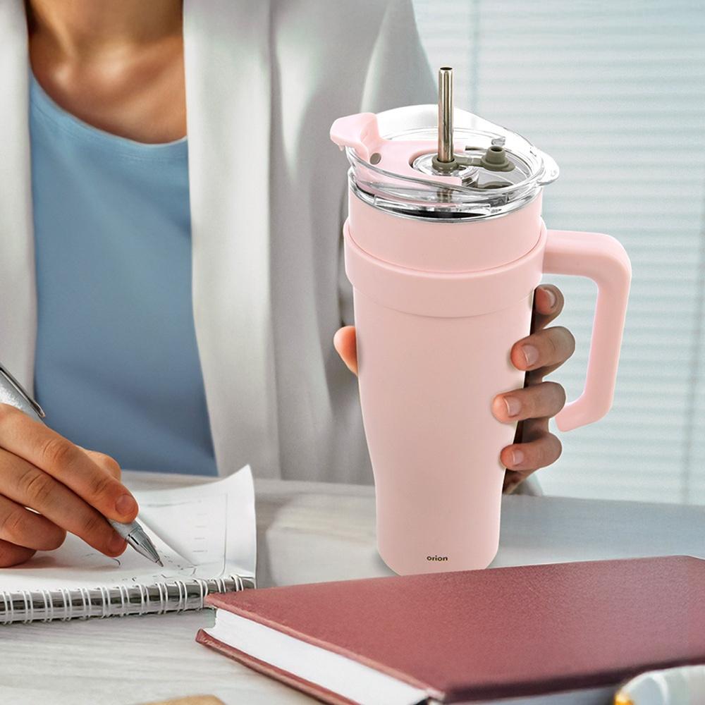 Thermo mug, steel, pink, with handle, TERMO, 1.2 l