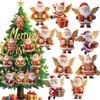 8/10/12pcs 2D Flat Christmas Tree Ornaments Santa Claus Hanging Pendant  Festival Decorations