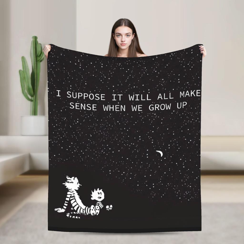 Airplane Travel Calvined and Hobbes Throw Blanket  Flannel Bedspread For Couch Chair Sofa Bed Novelty Sofa Bed Cover
