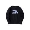 Anta Color Block Logo Print Knitted Pullover Casual Sweatshirt Unisex Sweatshirt Black Purple 972418707-4