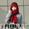 Women's Floral Knitted Winter Hat and Scarf with Ear Protection - Korean Style
