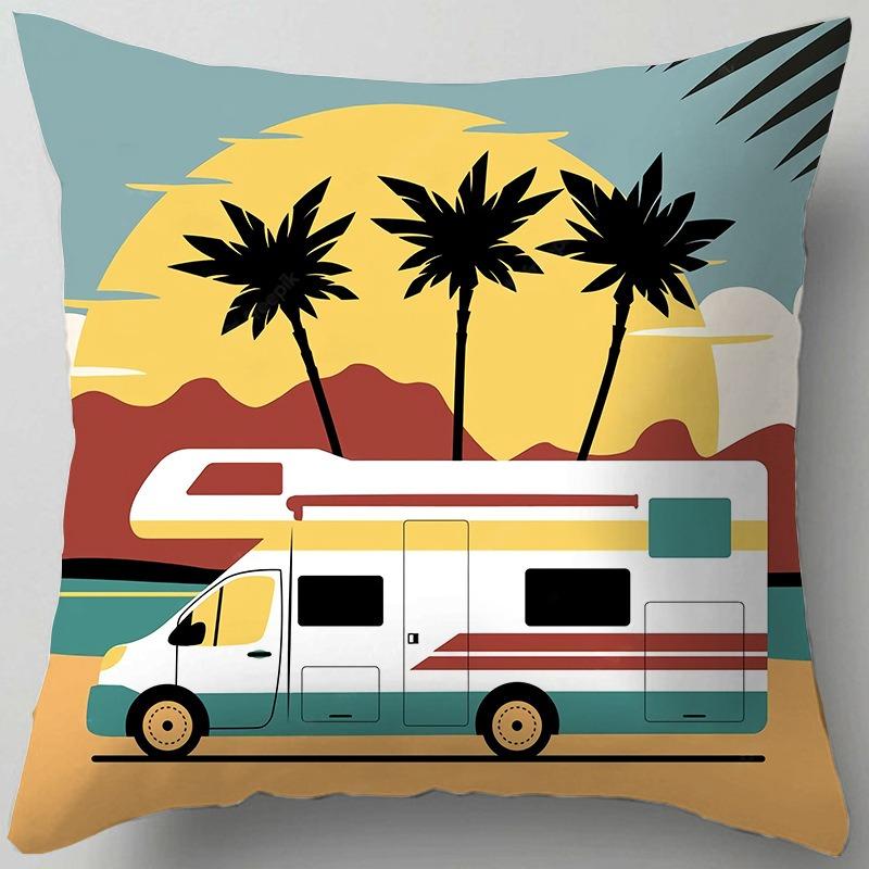 Outdoor Camping Scenery Doublesided Printed pillow cover Short plush Suitable living rooms bedrooms sofas throw cushion cover