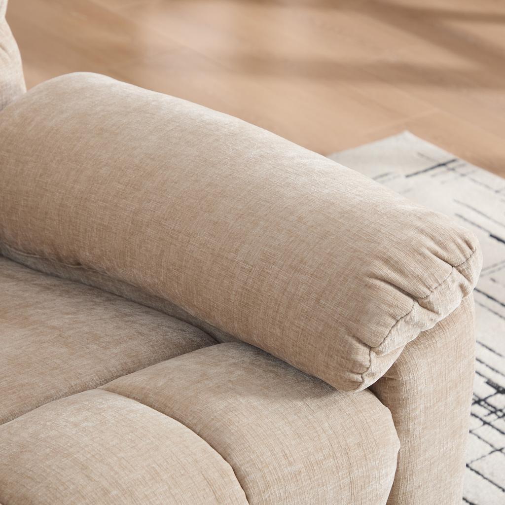 Electric 360-Degree Swivel Recliner with Massage and Heat Function, Adjustable Backrest and Footrest as well as Side Storage Pockets. Light Khaki