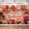 Баннер «С днем рождения» Украшение вечеринки по случаю дня рождения Фон Цветочная тематика Флажки Украшения для вечеринки по случаю годовщины