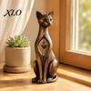 Retro Animal Ornaments Vintage Distressed Cat Figurine, Rustic Statue for Desk Shelf Home Office Ornament Decor, Handcrafted Style Ornament,