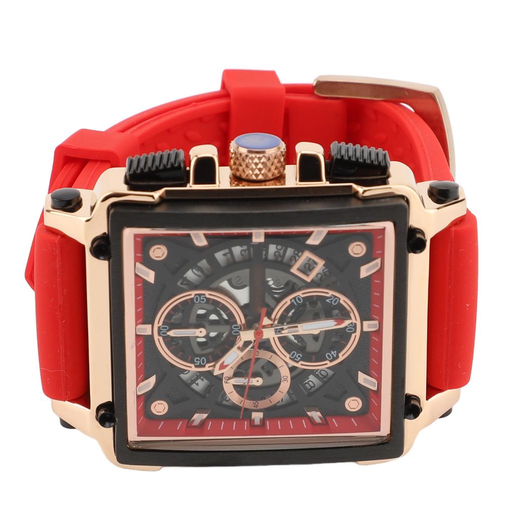 Men Quartz Watch Silicone Strap Water Resistant Luminous Fashion Casual Hollow Men Analog