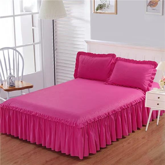 Solid Color Bedspread Bed Skirt Three-piece Cover Simmons Non-slip Bed Sheet Bed Sheet Protective Cover Skin-friendly Nude Sleeping