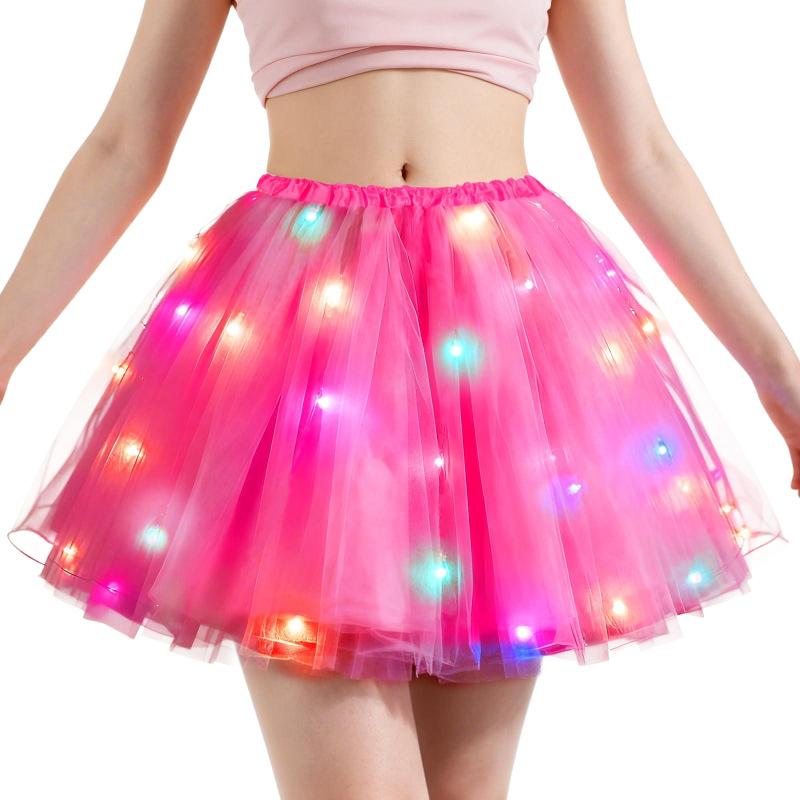 Rainbow Light-up Skirt Glowing Puff Skirt Angel Fairy Princess and Elf Short Skirt Magic Set Tulle Skirt Fluffy Layered Tulle Tutu Skirt