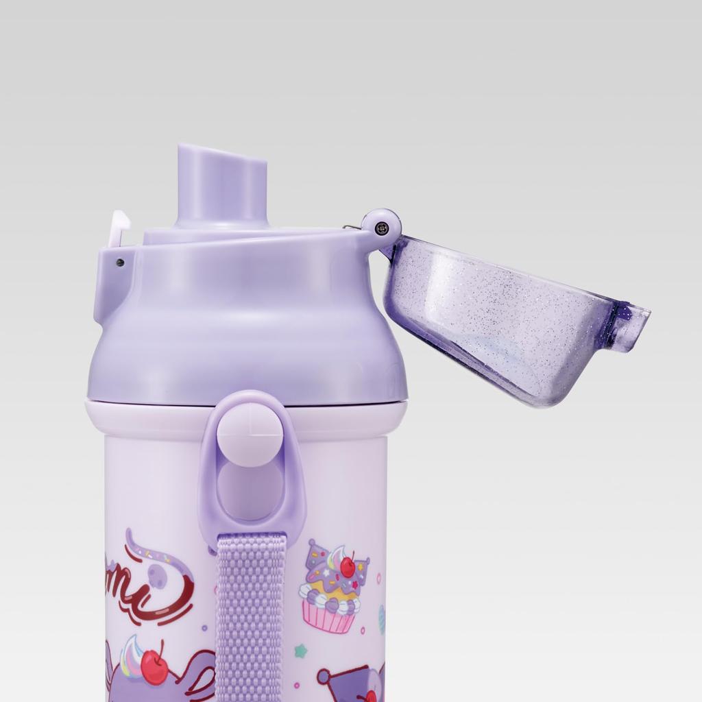 Skater Direct Drinking Water Dishwasher Made In Sanrio Kuromi Fancy Snacks Children's Bottle, Plastic, 480ml, One-Push Opening, Safe, Japan, & Sweets,