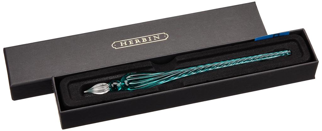 Французский бренд, основанный в Herbin Glass Pen Tsumugi Turquoise Включает в себя наждачную бумагу для регулировки пера HERBIN hb21433 [Традиционная 1670] [Ручная работа]