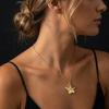 Fashion Romantic  Petal Flower Pendant Necklace for Women Delicate Gold Color Floral Chain Perfect Valentine Jewelry Gift