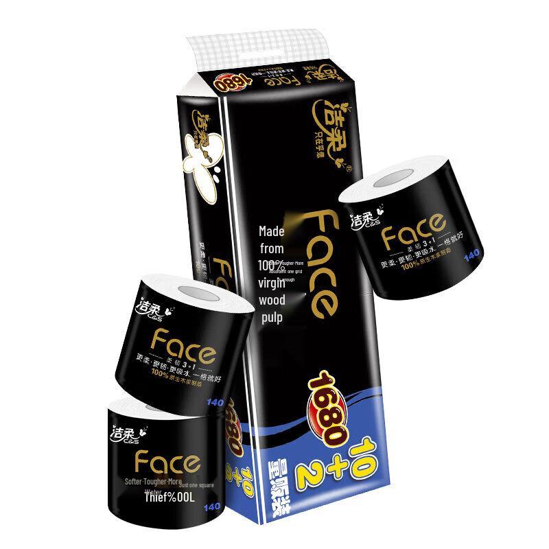 Туалетная бумага JieRou Face Black Core, 4-слойная