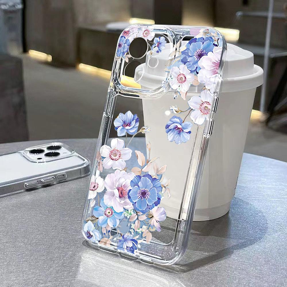 Красивые Цветы Мягкий Силиконовый Чехол Funda для iPhone Для iPhone 17 16 15 13 12 11 ProMax Pro Plus Ударопрочный Carcasa Чехлы для Телефона