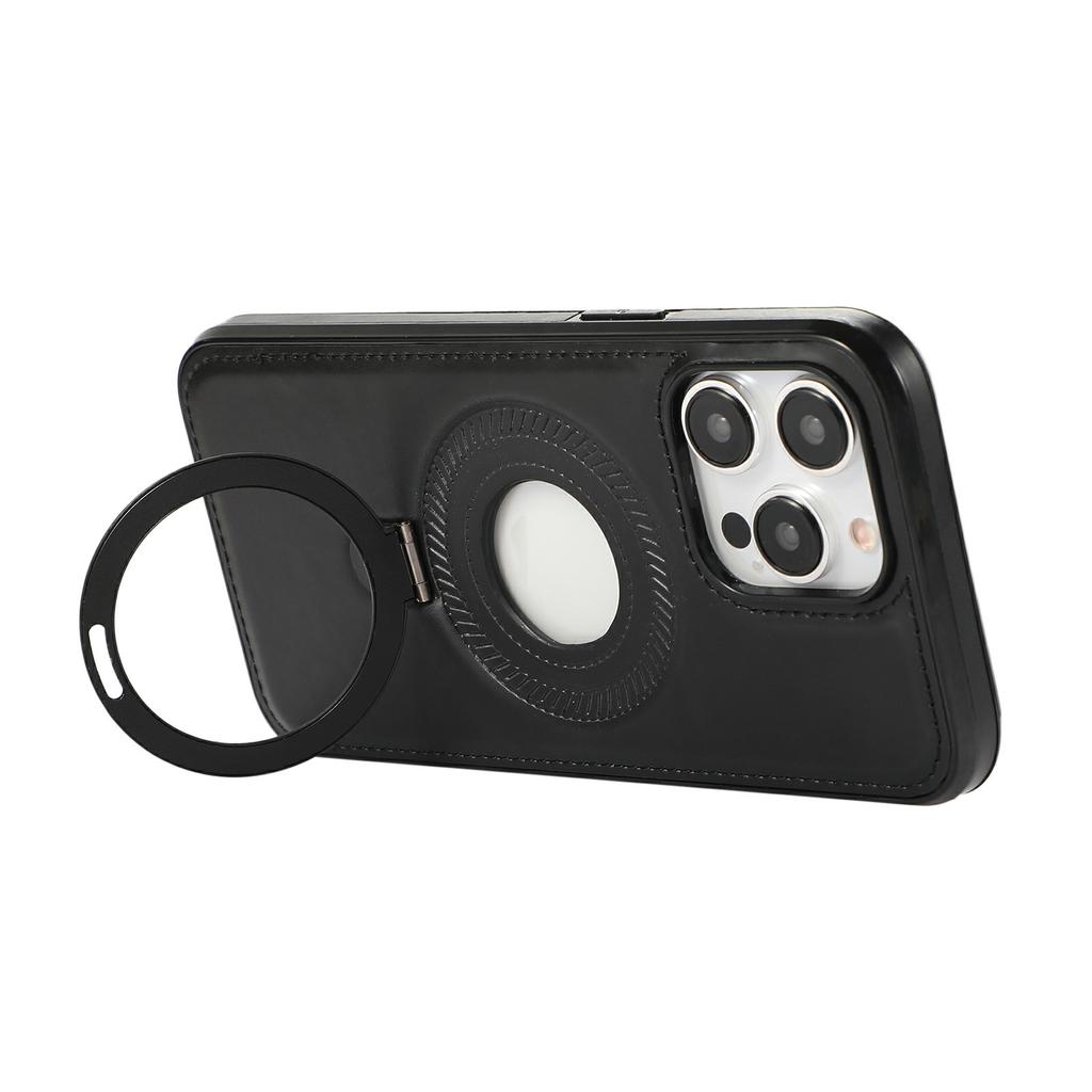 For iPhone 13 Pro Max Case Magnetic Kickstand PU Leather Coated PC+TPU Phone Cover