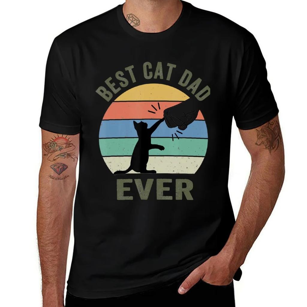 New 2026 Best Cat Dad Ever Cat Retro Vintage Bump Fit Cat Daddy Tshirt Mens Tshirt New 2026  Mens Graphic Tshirts