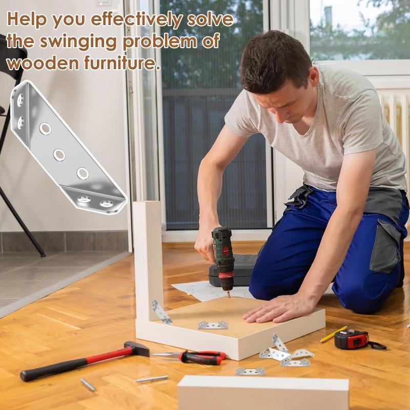 40 шт. Набор угловых соединителей для мебели, металлический трапециевидный угловой кронштейн, треугольная угловая скрепка, опора для ящика стула, полки