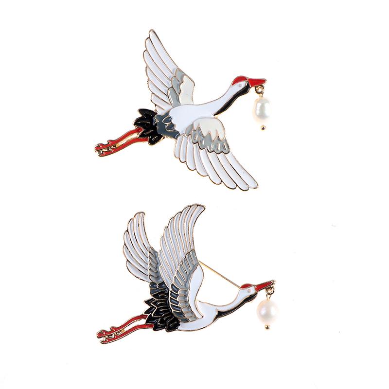 1 шт., жемчуг, журавли, эмалированная булавка, винтажная подвесная брошь в виде птицы, женские роскошные ювелирные изделия
