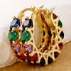 Luxury Rainbow Rhinestone Golden Color Hoop Earrings For Women New Trendy High Quality Circle Geometric Earring Jewelry Party Gift