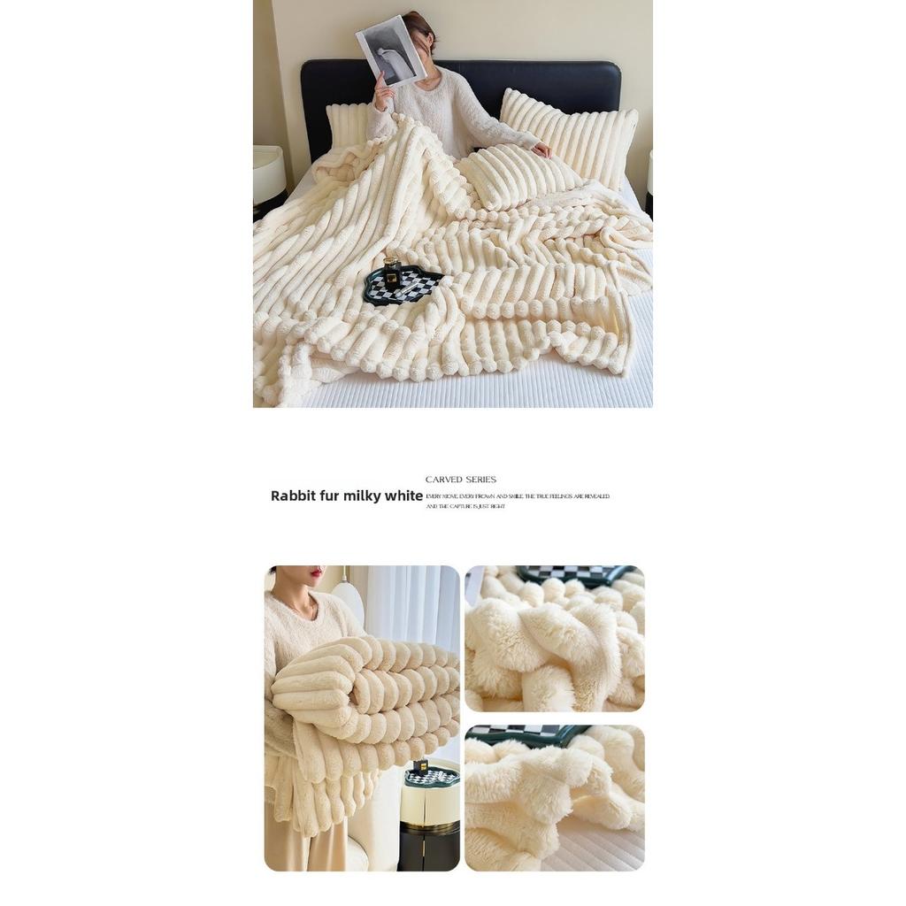 Rabbit Hair Velvet Blanket, Flannel Blanket, Thickened Coral Velvet Blanket, Office Nap Blanket, Light Luxury Air Conditioning Blanket
