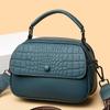 Retro Crocodile Pattern Multi-Layer Shoulder Bag - Versatile Small Round Handbag