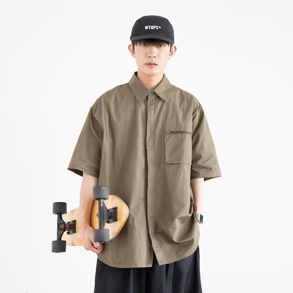 Ретро рубашка мужская летняя одежда в стиле Гонконга, студенческий свободный и нишевый дизайн, забавный новый мужской топ для верхней одежды 2024