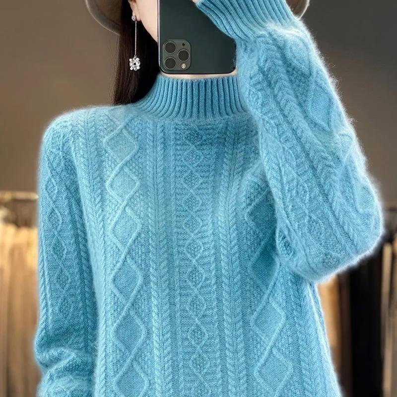 Women Jumper Autumn Winter Sweater Thick Merino Wool Turtleneck Casual Cashmere Knitwaer Pullover Korean Fashion Tops
