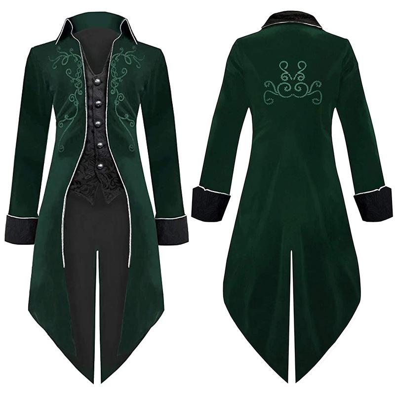 Новый средневековый ретро смокинг средней длины панк мужское пальто Хэллоуин косплей вампир принц костюм джентльмена для выпускного