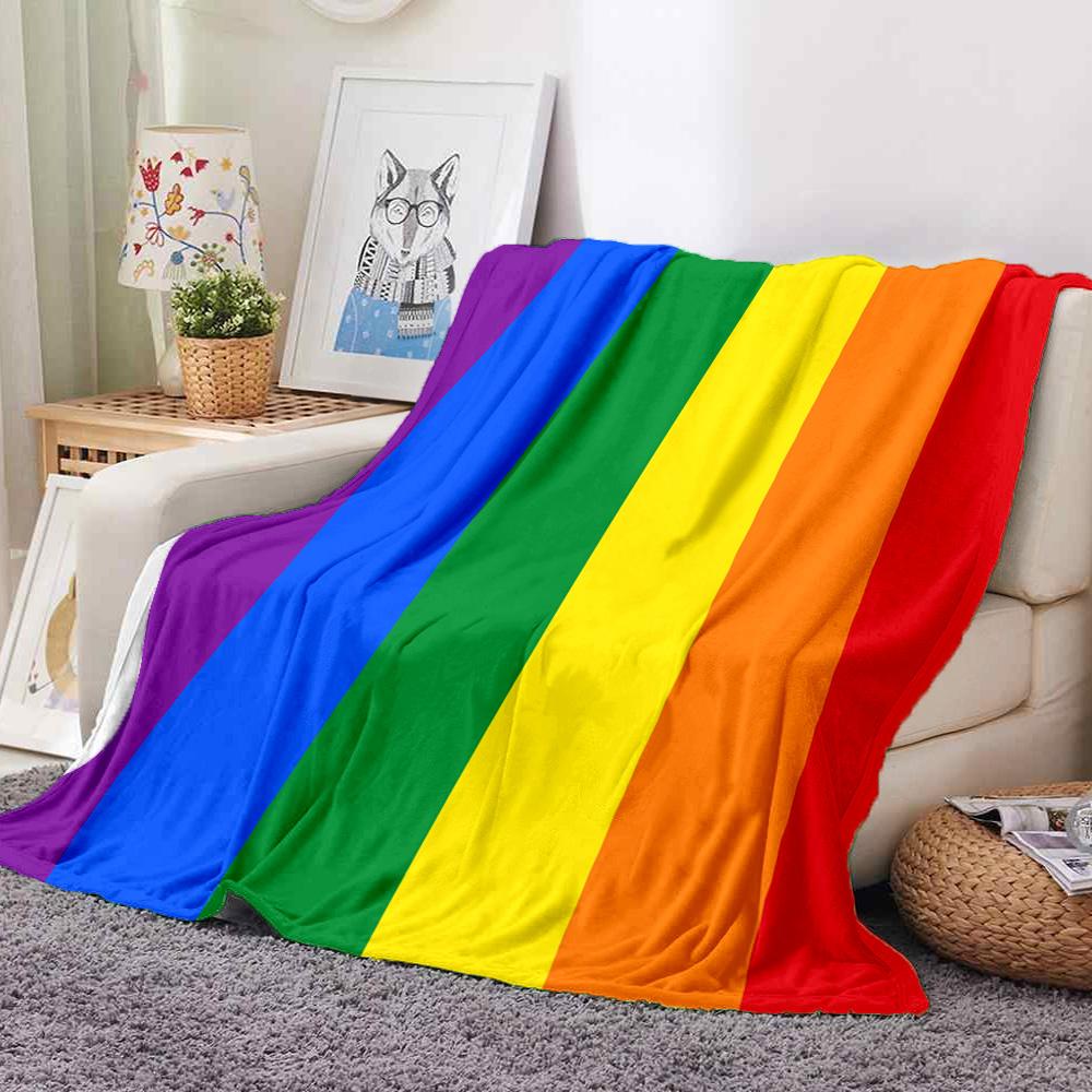 Rainbow Pride Flannel Blanket Throw Blanket Soft Warm Sofa Bed Camping home Decor Unique Christmas Gift C926419