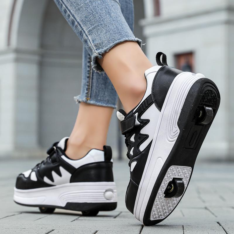 Деформируемая обувь для детей/подростков, для мальчиков и девочек, двухколесные роликовые коньки двойного назначения, двухрядные роликовые коньки