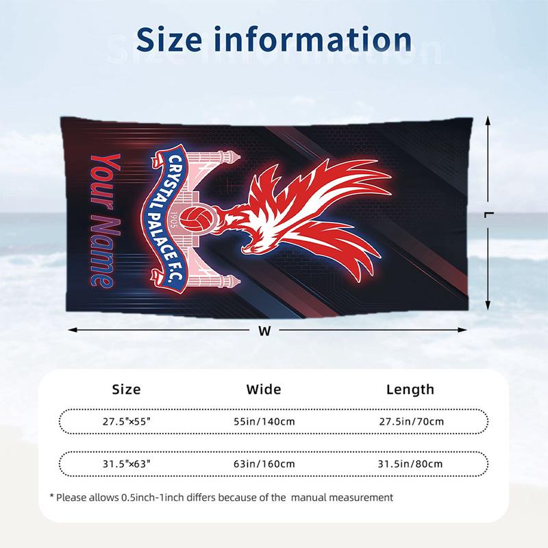 Beach Towel Custom Name Text, Quick Dry Large Towel For Beach HomeCrystal Palace