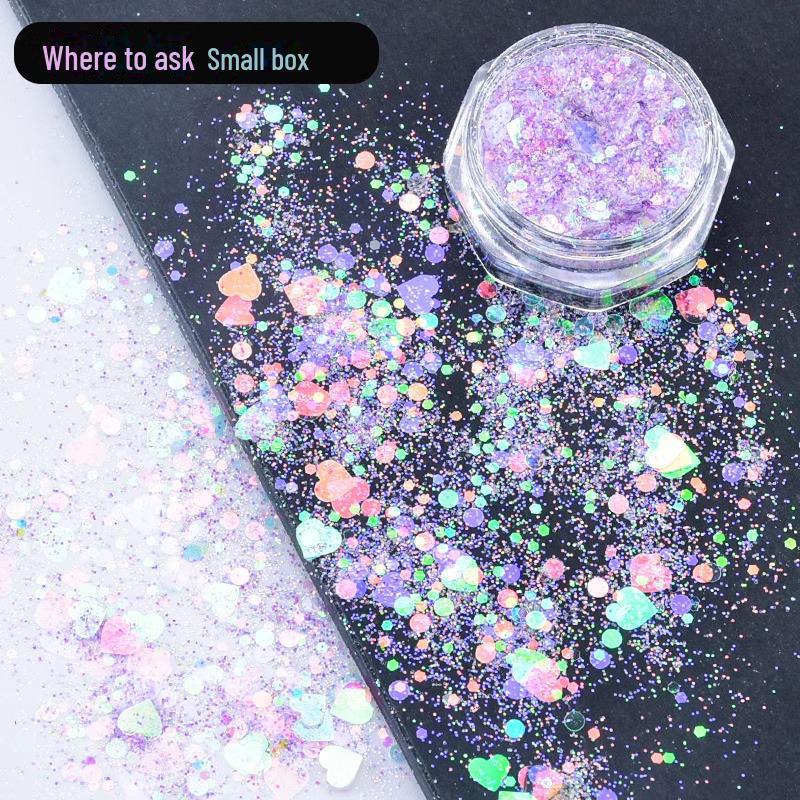 Dreamy Summer Glitter Mix: Hexagonal Sequins, Laser, and Fine Glitter In DIY Hemp Material.