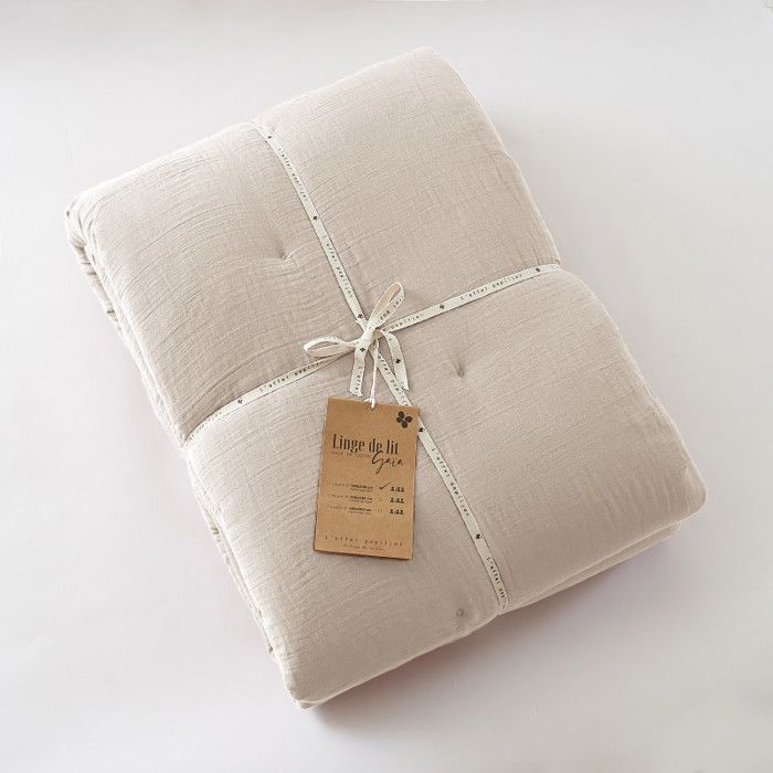 Edredon ou Bout de lit "Gaïa" toutes dimensions "Gaze de Coton" l'Effet Papillon - Gaia Pampa - 180 x 240 cm