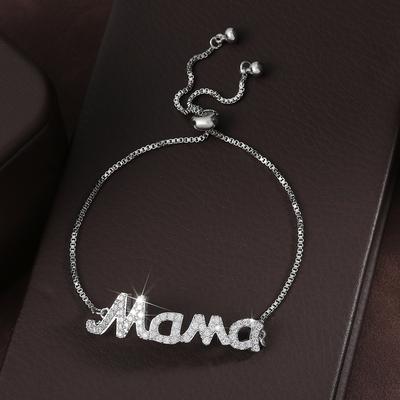 Трендовые браслеты MaMa MOM с надписью из кубического циркония из меди для женщин, матери, металлические браслеты-манжеты золотого цвета с кристаллами, циркон на День матери