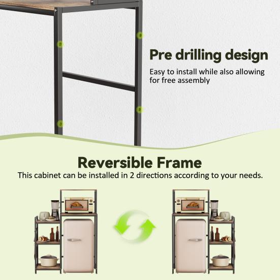 Kitchen Storage Rack Rack Mini Fridge Stand with Shelves 5-Tier Coffee Bar Table Cabinet Microwave Baker Utility Shelf for Dorm Small Bakers