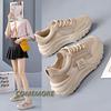 Fashion Women's Shoes Mesh Breathable Korean Version Students Increase Platform Running Sports Chunky Footwear Leisure Lace-up Non-slip