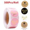 500pcs Pink Paper Label Stickers Foil Thank You Stickers Scrapbooking 1'' Wedding Envelope Seals Handmade Stationery Sticker