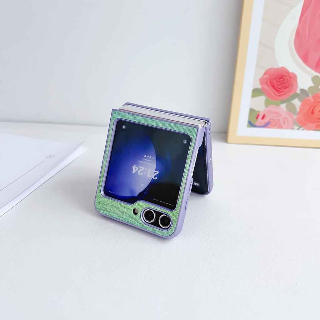 Переливающийся чехол для телефона с текстурой кожи для Samsung Galaxy Z Flip7/6/5/4 - Складная защитная крышка