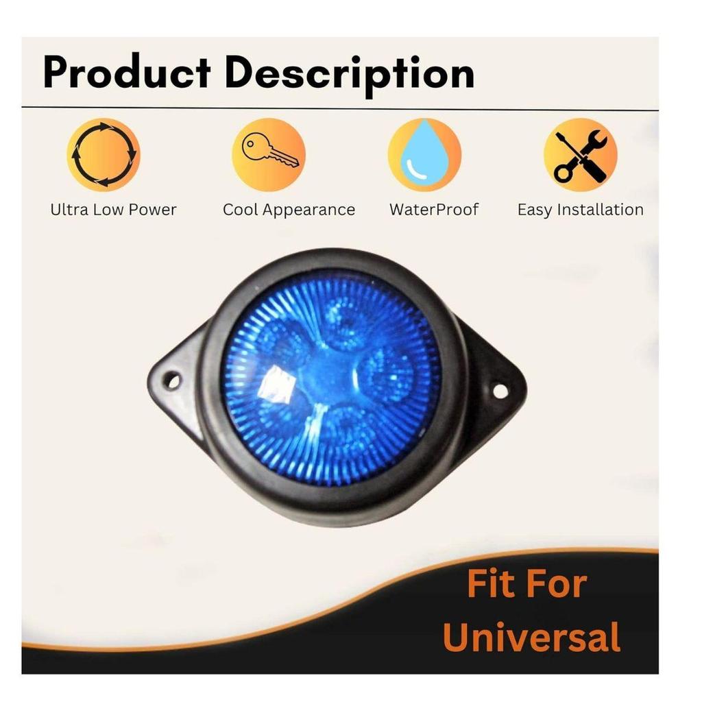 LED Outline Side Marker Lights 24V Waterproof Clearance Lamp Blue for Truck Trailer Bus Commercial Vehicles (Pack of 15)