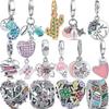 925 Silver Pearl Shell Cactus Chameleon Pink Butterfly Flower Heart Bead Fit Original Charms Bracelet Necklaces Jewelry