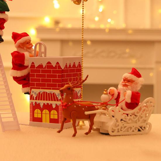 Санта-Клаус Музыкальная кукла Рождественский Санта, поднимающийся по лестнице, бусины, подвесное украшение, электрический ребенок