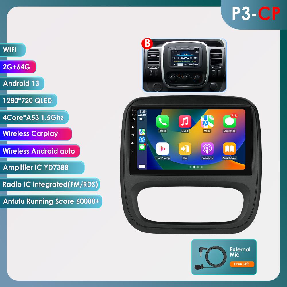 Hizpo 4G AI Voice Android Auto Radio для Renault Trafic 3 2014-2021 для Opel Vivaro B 2014-2018 Carplay Car Multimedia Intelligent Screen GPS 2din