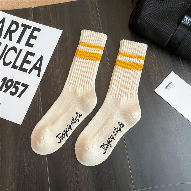 Модные унисекс полосатые хлопковые носки до середины икры, теплые, влагоотводящие, против натирания, спортивные носки, мужские носки для баскетбола, носки для бега