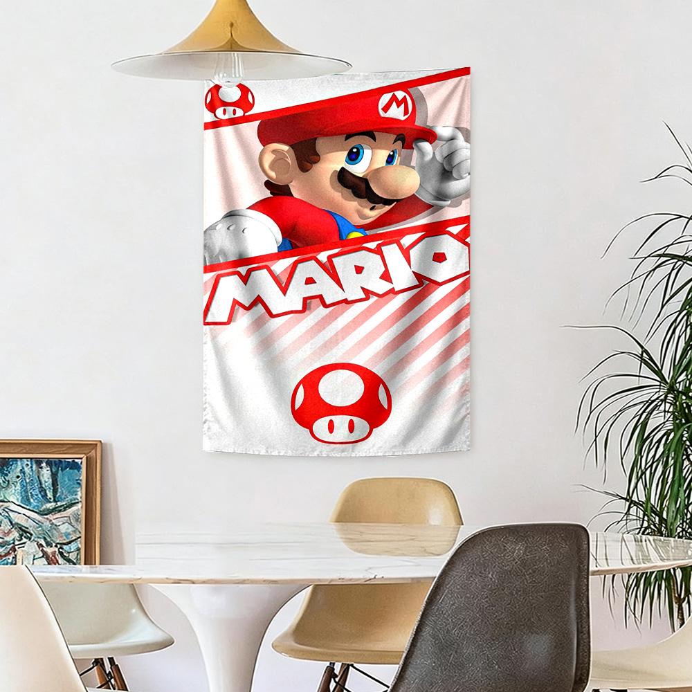 Mario Adventure Iconic Wall Decor Tapestry Art For Pet Memorial Birthdaywedding Party Backdrop Family Gift