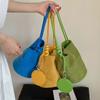 With Round Pendant Slouchy Hobo Bags Shoulder Bag Solid Color Tote Bag Streetwear