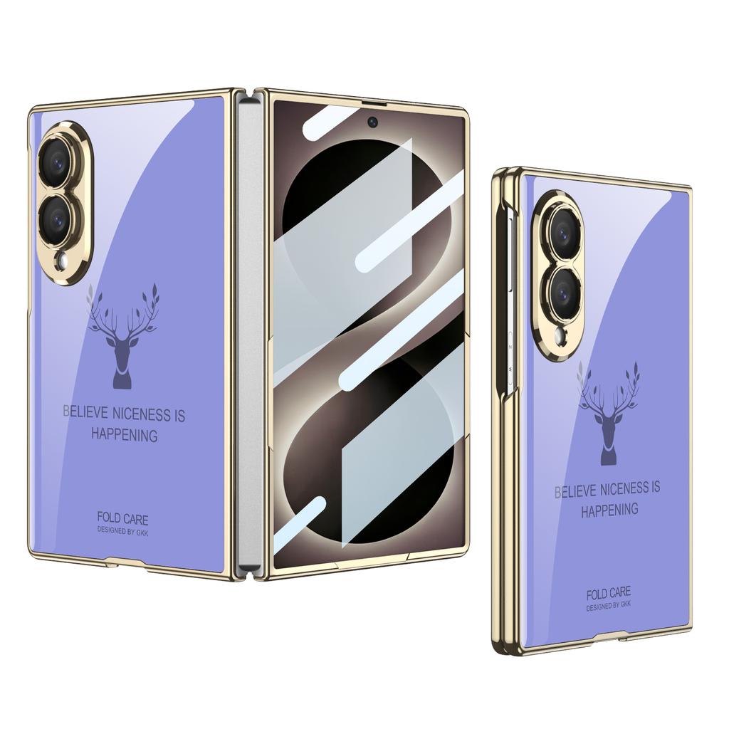 Luxury Plating Painted Glass Case for Samsung Galaxy Z Fold 8 Ultra Outer Screen Glass Protective Cover for Galaxy Z Fold7 Case